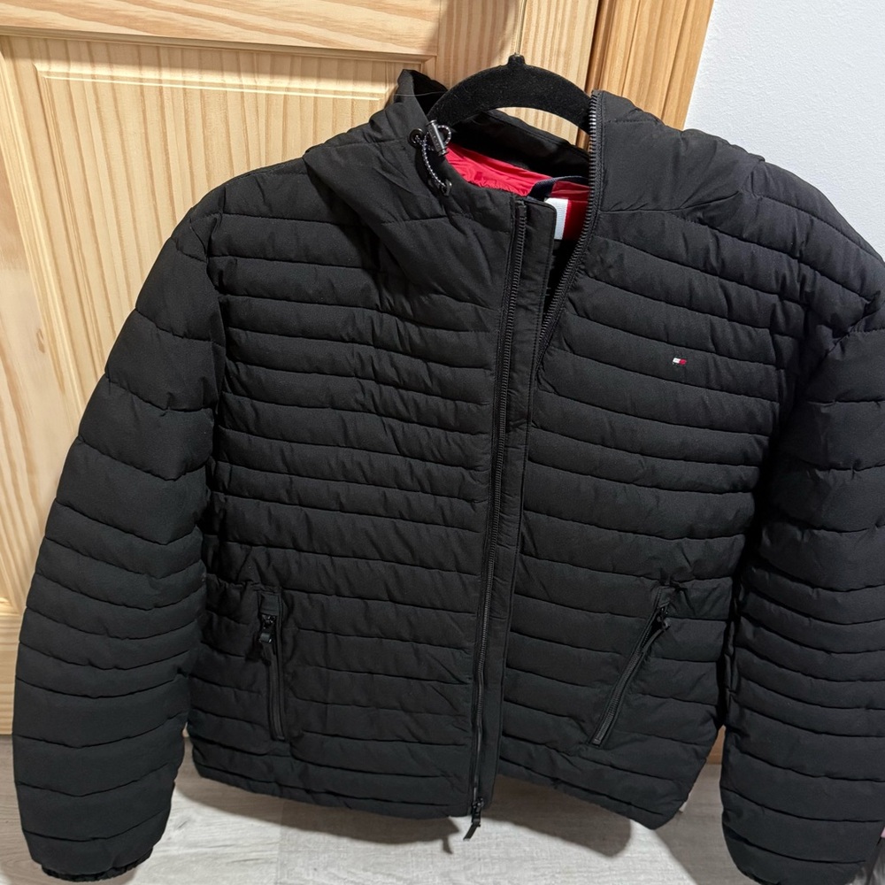 Tommy Hilfiger Black and Red Puffer Jacket